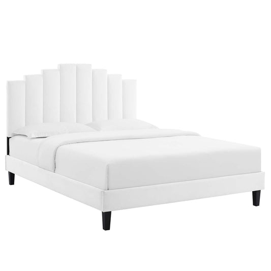 adjustable bed bases | CasaFoyer Elise Performance Velvet King Platform Bed | Glamorous Deco Style | Stain-Resistant Velvet Upholstery | Sturdy Wood Legs | Supports Various Mattress Types | Reinforced Center Beam | White | casafoyer.myshopify.com