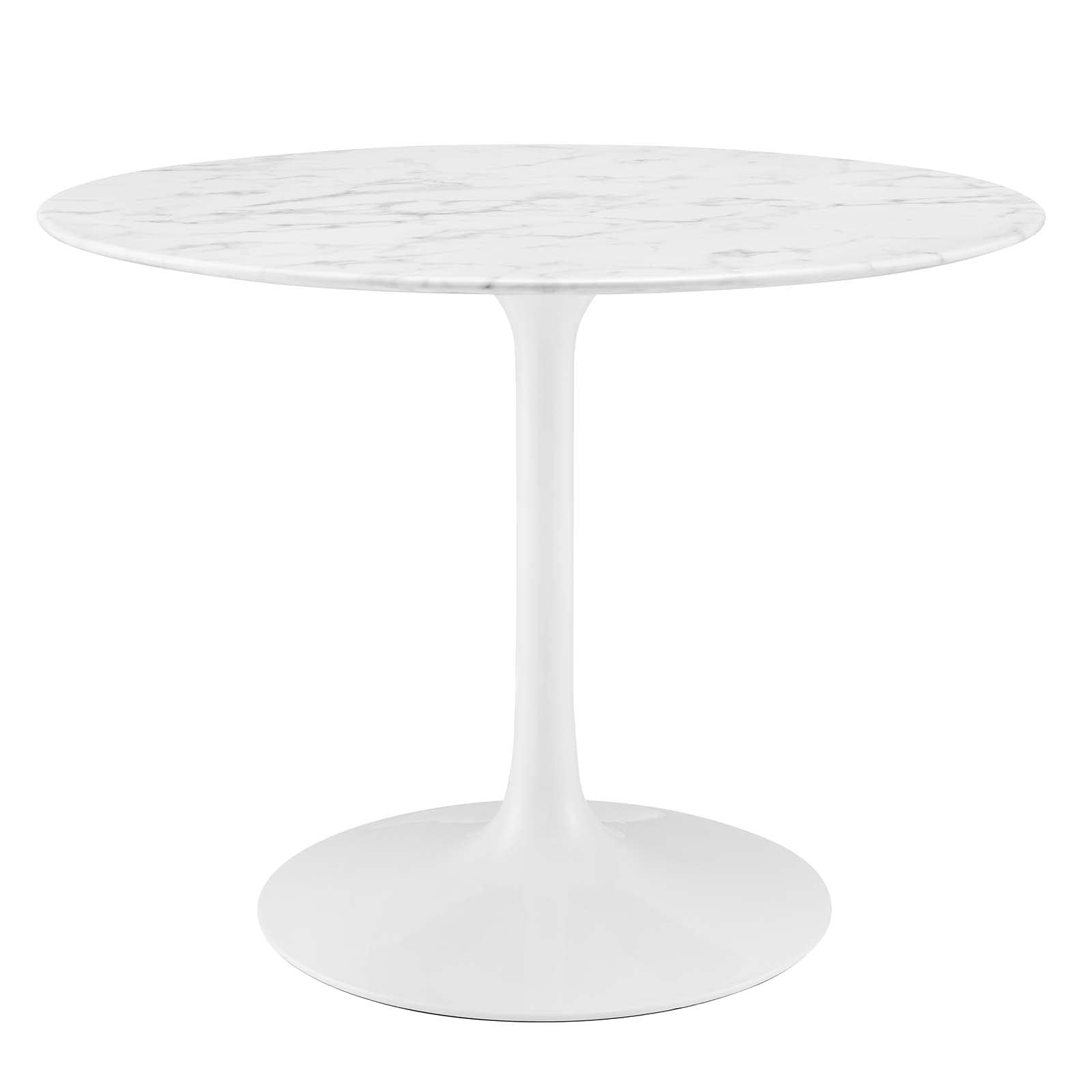 Dining Table | Lippa 40 Round Artificial Marble Dining Table | Timeless Modern Design | Scratch Resistant Finish | Tapered Metal Base | White | casafoyer.myshopify.com
