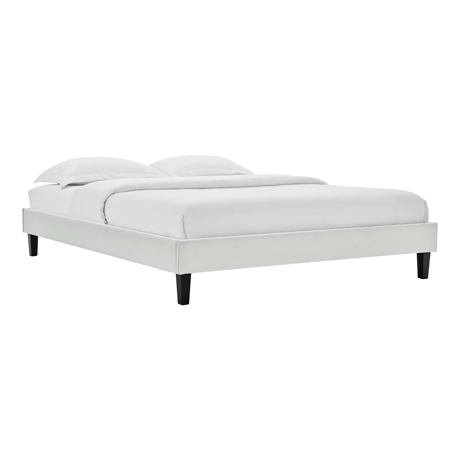 adjustable bed bases | CasaFoyer Reign Performance Velvet Queen Platform Bed Frame | Elegant Stain-Resistant Upholstery | Sturdy, No Box Spring Needed | Light Gray | casafoyer.myshopify.com