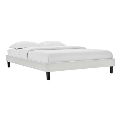 adjustable bed bases | CasaFoyer Reign Performance Velvet Queen Platform Bed Frame | Elegant Stain-Resistant Upholstery | Sturdy, No Box Spring Needed | Light Gray | casafoyer.myshopify.com