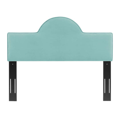 Bed | CasaFoyer Dawn Performance Velvet Full/Queen Headboard | Stylish Sunrise Design | Stain-Resistant | Plush Foam Padding | Adjustable Height | Mint | casafoyer.myshopify.com