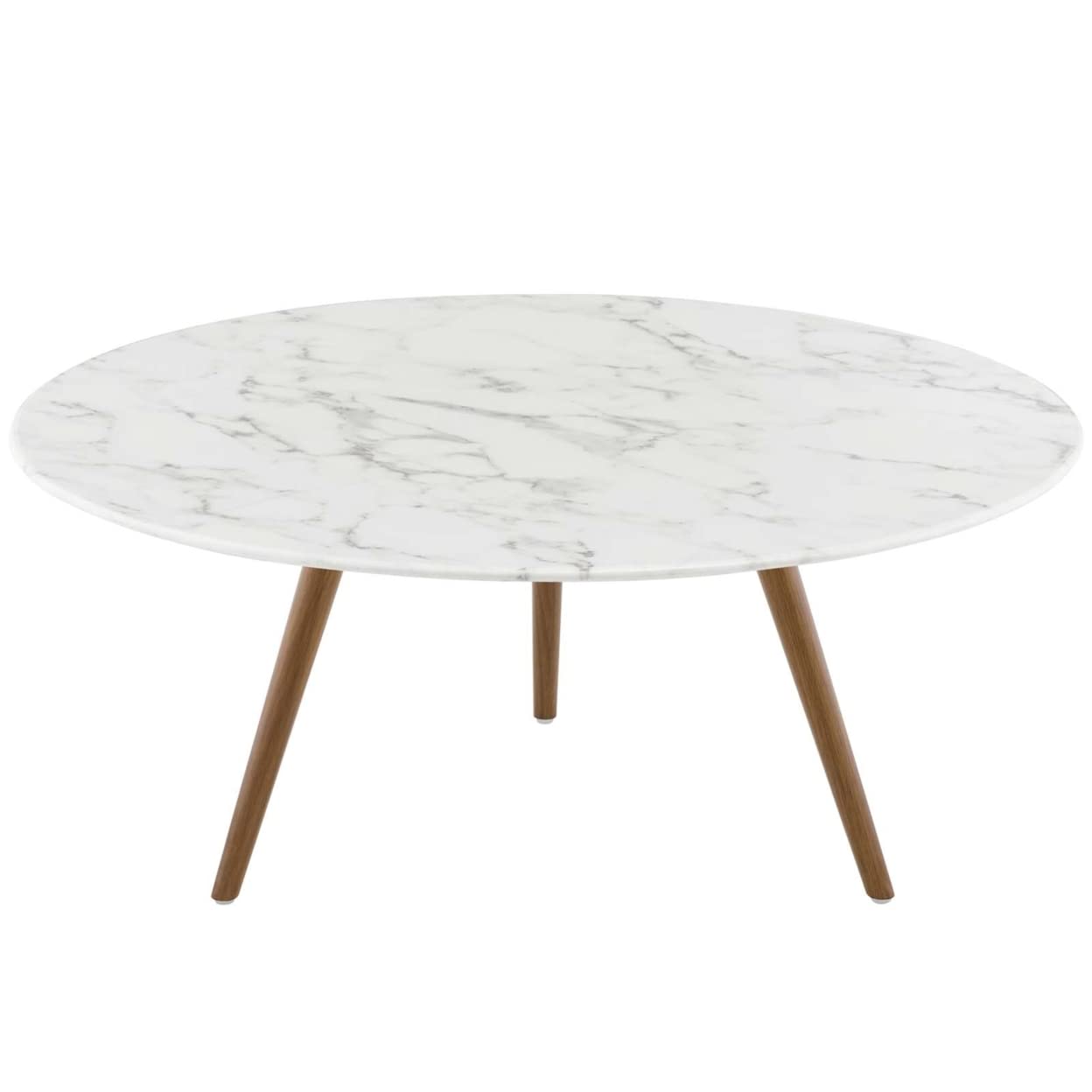 coffee tables | Ergode Lippa 36 Round Walnut Veneer Coffee Table | Timeless Design | Scratch-Resistant Finish | Tripod Base | Ideal for Living Room, Lounge, or Home Office | casafoyer.myshopify.com