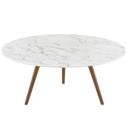 coffee tables | Ergode Lippa 36 Round Walnut Veneer Coffee Table | Timeless Design | Scratch-Resistant Finish | Tripod Base | Ideal for Living Room, Lounge, or Home Office | casafoyer.myshopify.com