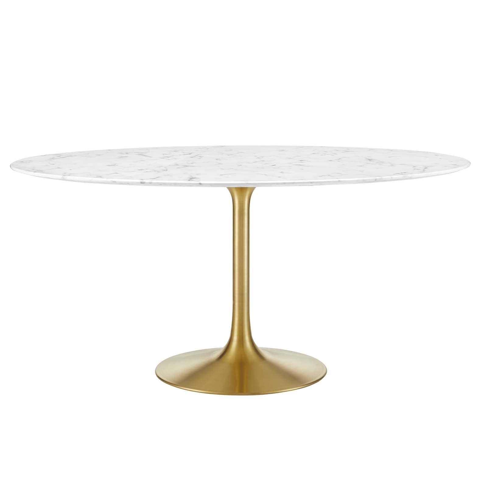 patio dining tables | CasaFoyer Lippa 60 Round Dining Table | Iconic Modern Design | Artificial Marble Top | Scratch Resistant Finish | Gold White | casafoyer.myshopify.com