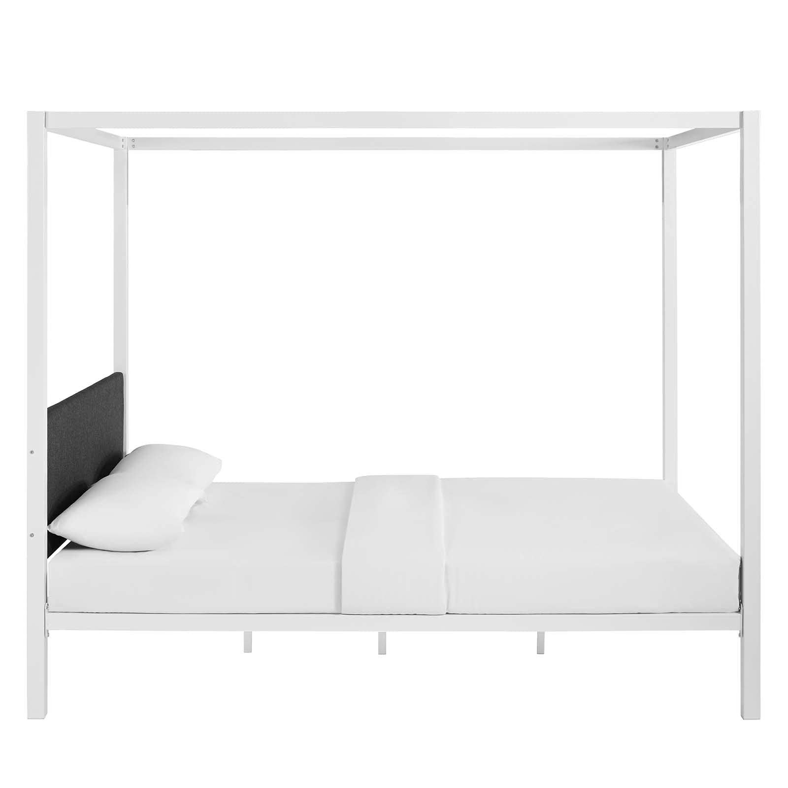 Bed | CasaFoyer  Raina Queen Canopy Platform Bed | Rustic Charm | Sturdy Steel Frame | Supports 1323 lbs | No Box Spring Needed | Mattress Not Included | casafoyer.myshopify.com