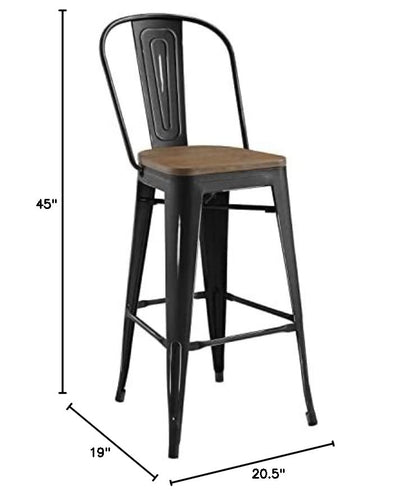 barstools | CasaFoyer Promenade Side Bamboo & Metal Bar Stool | Vintage Steel Finish | Industrial Modern Flair | Dynamic & Vibrant Dining Space | 1 Stool Included | casafoyer.myshopify.com