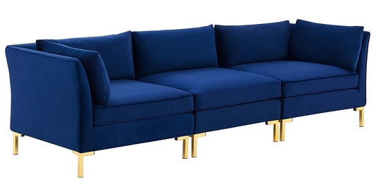 sofas | CasaFoyer Ardent Performance Velvet Sofa | Vintage Modern Glam Deco Style | Luxurious Texture | French Piping | Versatile Sectional Design | Stain-Resistant | Comfortable Foam Padding | Gold Metal Legs | Includes Armless Chair & Corner Chairs | casafoyer.myshopify.com
