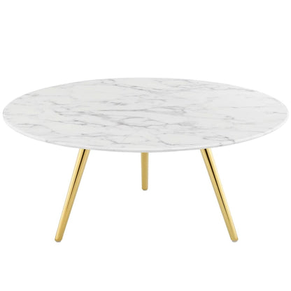 coffee tables | Ergode Lippa 36 Round Coffee Table | White Faux Marble Top | Gold Tripod Base | Iconic Modern Design | Scratch-Resistant Finish | Perfect for Living Room, Lounge, or Home Office | casafoyer.myshopify.com