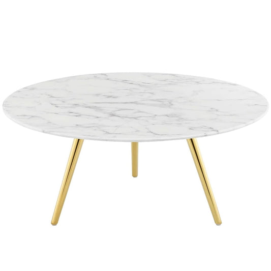 coffee tables | Ergode Lippa 36 Round Coffee Table | White Faux Marble Top | Gold Tripod Base | Iconic Modern Design | Scratch-Resistant Finish | Perfect for Living Room, Lounge, or Home Office | casafoyer.myshopify.com