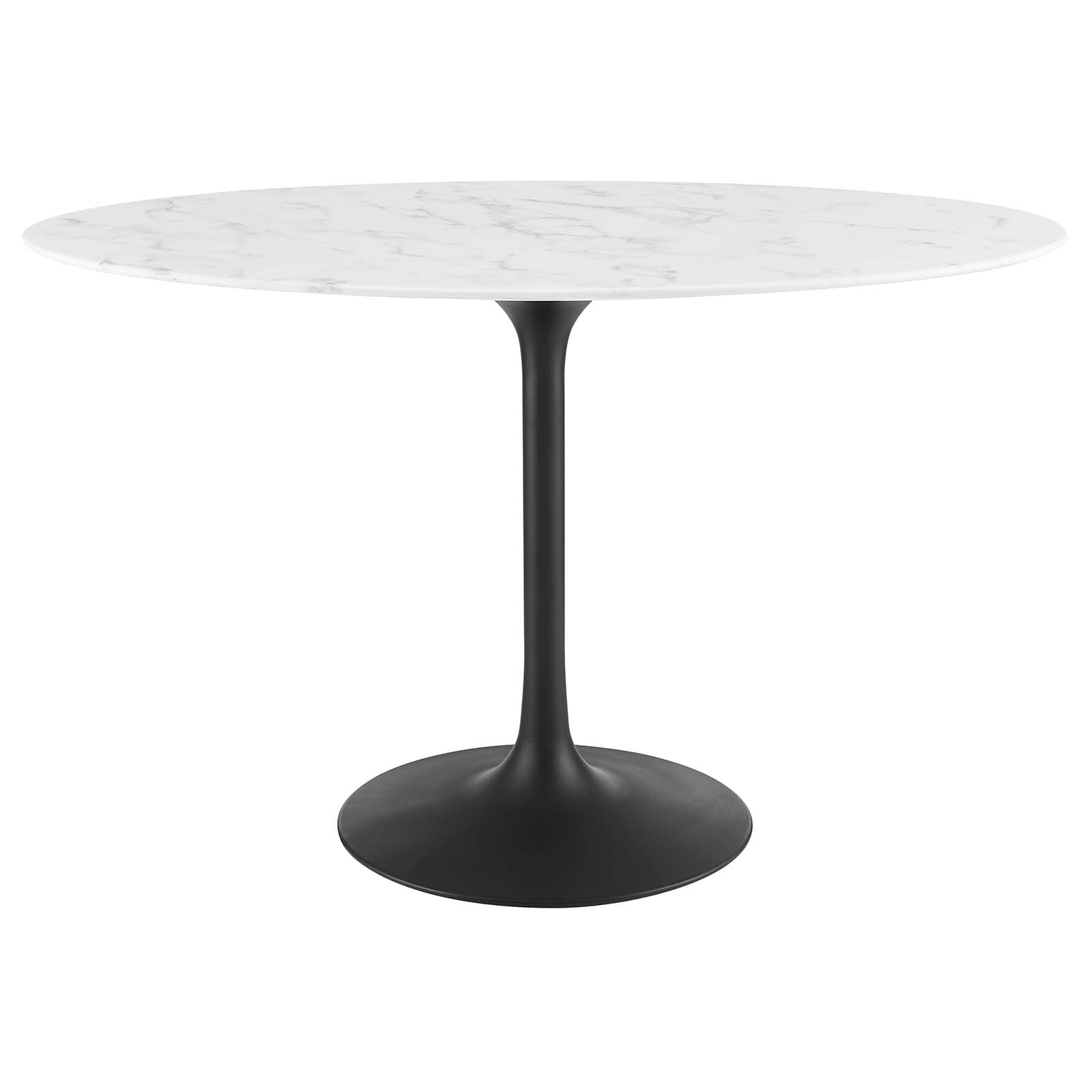 patio dining tables | CasaFoyer Lippa 48 Oval Artificial Marble Dining Table | Timeless Modern Design | Scratch Resistant Finish | Black White | casafoyer.myshopify.com