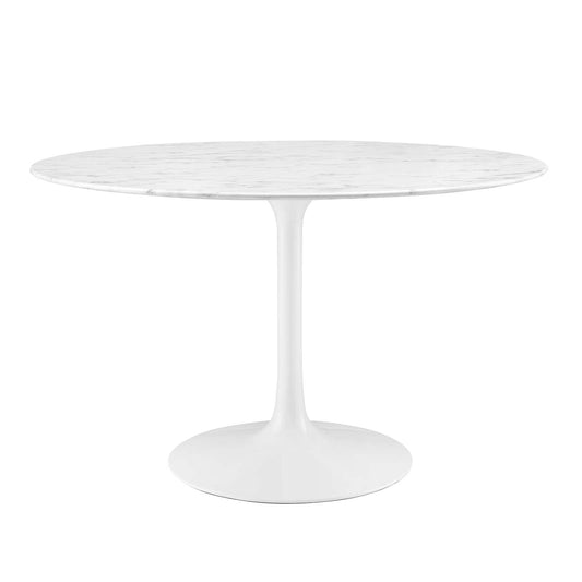 Dining Table | Lippa 47 Round Marble Dining Table | Timeless Modern Design | Scratch Resistant Finish | White | casafoyer.myshopify.com