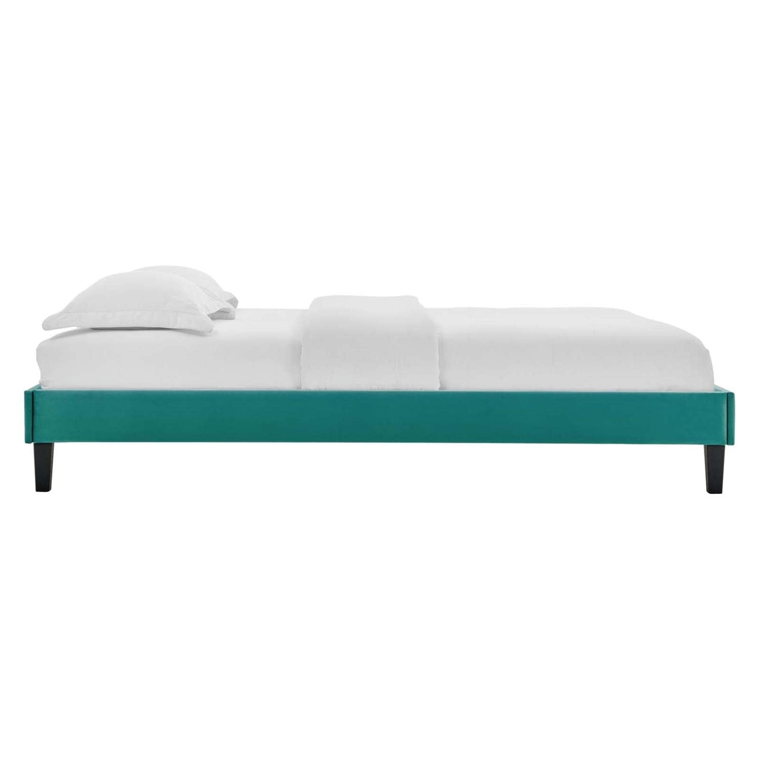 adjustable bed bases | CasaFoyer Reign King Performance Velvet Platform Bed Frame | Upgrade Bedroom Decor with Elegant, Stain-Resistant Velvet | Sturdy Design for Memory Foam, Latex, Innerspring Mattresses | No Box Spring Needed | Easy Assembly | Teal | casafoyer.myshopify.com