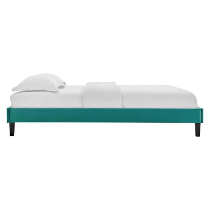adjustable bed bases | CasaFoyer Reign King Performance Velvet Platform Bed Frame | Upgrade Bedroom Decor with Elegant, Stain-Resistant Velvet | Sturdy Design for Memory Foam, Latex, Innerspring Mattresses | No Box Spring Needed | Easy Assembly | Teal | casafoyer.myshopify.com