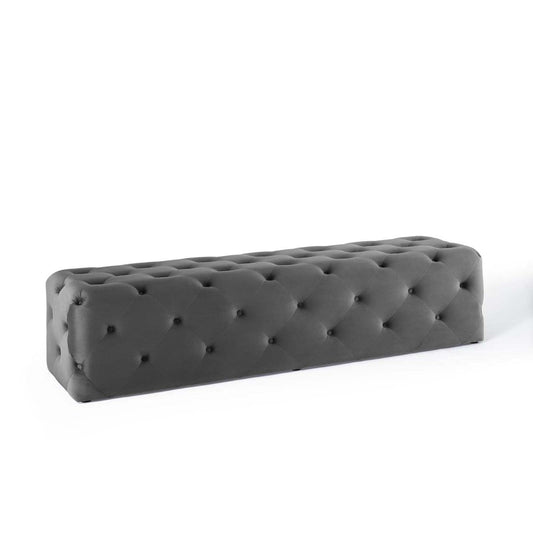 ottomans | CasaFoyer Amour 72 Tufted Button Entryway Bench | Stain-Resistant Velvet | Comfortable Seating | Stylish & Sturdy | Supports 550 lbs | Gray | casafoyer.myshopify.com