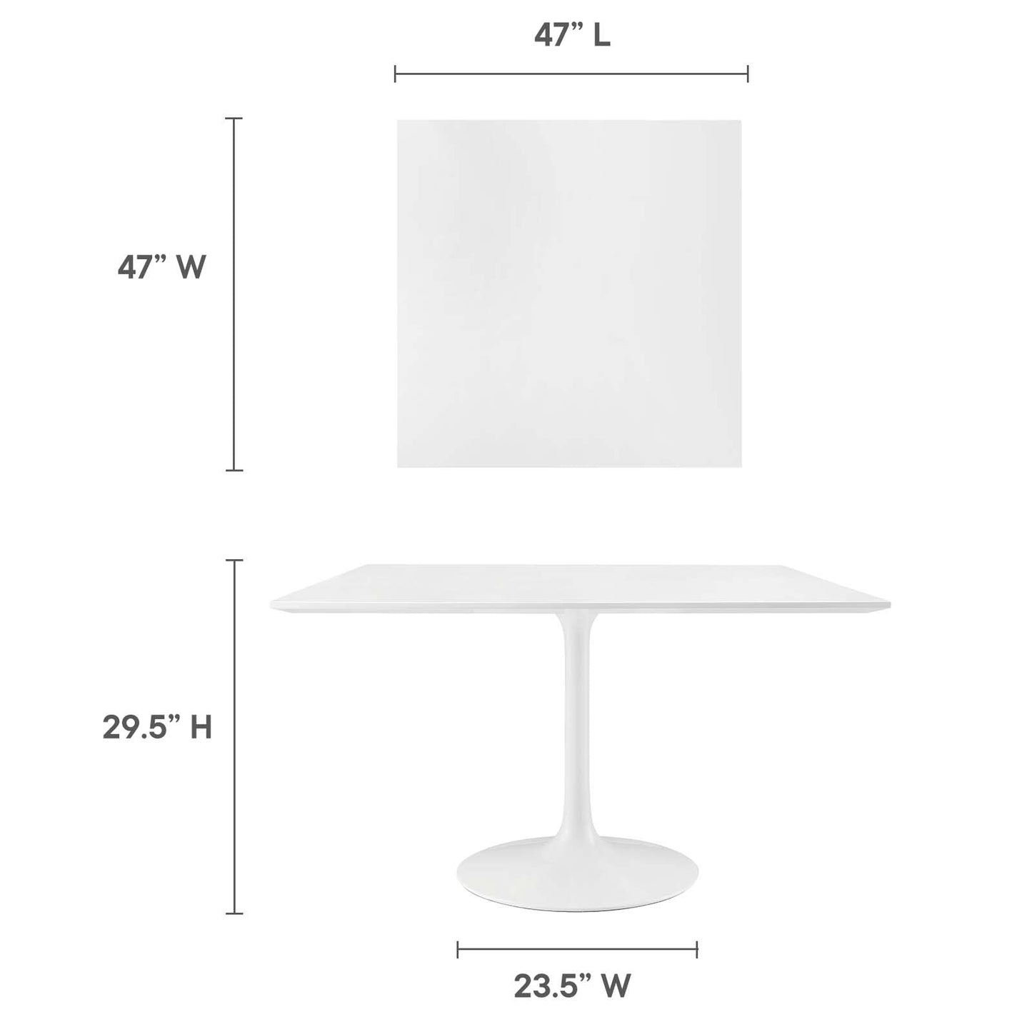Dining Table | Lippa 47 Square Dining Table | Timeless Modern Design | White Top | Metal Tapered Base | Chip-Resistant Finish | casafoyer.myshopify.com