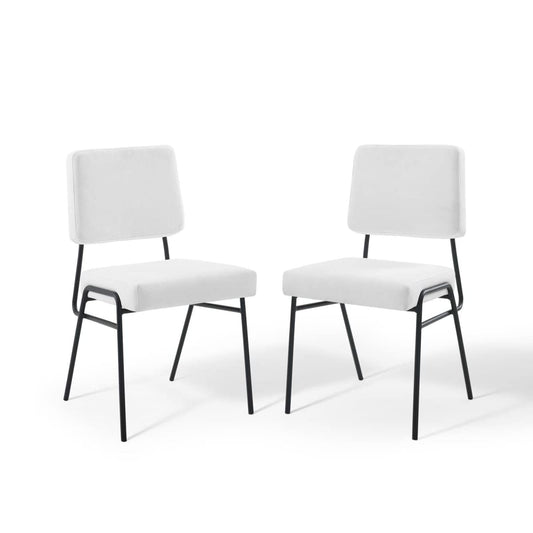 home office desk chairs | CasaFoyer Craft Fabric Upholstered Dining Side Chair | Mid-Century Modern Style | Retro Glamour | Soft & Durable Polyester Upholstery | Luxurious Seating | Matte Black Stainless Steel Frame | Set of 2 | casafoyer.myshopify.com