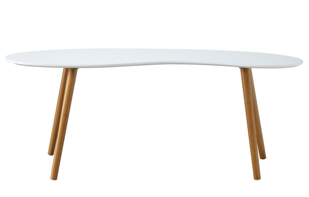 TABLE | Ergode Oslo Bean Shaped Coffee Table | Sleek Glossy Finish | Mid-Century Modern Legs | Ample Surface Area | Sturdy MDF Construction | casafoyer.myshopify.com