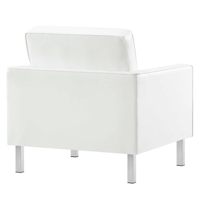 kitchen and dining room sets | CasaFoyer Loft Tufted Faux Leather Accent Armchair Set of 2 | Modern Design | Button Tufting | Stainless Steel Frame | Silver Legs | 300 lb Weight Capacity | casafoyer.myshopify.com