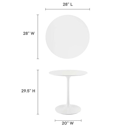 Dining Table | Lippa 28 Round Dining Table | Iconic Modern Design | White Top | Metal Base | Chip-Resistant Finish | casafoyer.myshopify.com