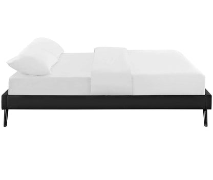 bed frames | CasaFoyer Loryn Platform Bed | Solid Wood Frame | Vinyl Upholstery | Tapered Legs | No Box Spring Needed | Compatible with Memory Foam Mattresses | Ideal for Modern Bedrooms | casafoyer.myshopify.com