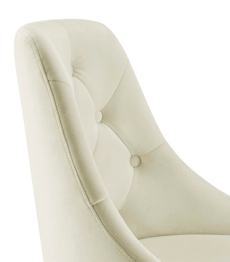home office desk chairs | CasaFoyer Distinct Tufted Performance Velvet Office Chair | Glam Deco Style | Gold Accents | Comfortable Foam Padding | Swivel & Height Adjustment | Ivory | casafoyer.myshopify.com