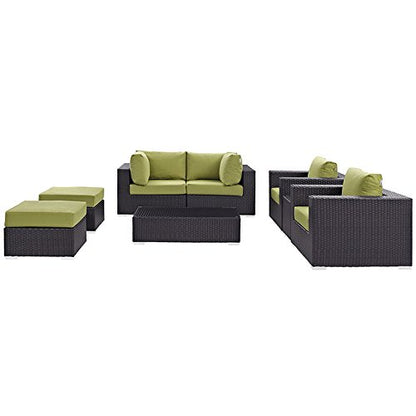 kitchen and dining room sets | CasaFoyer Convene Outdoor Sectional Set | Synthetic Rattan | Aluminum Frame | All-Weather Cushions | Patio Sofa, Coffee Table, Side Table, Armchair, Corner, Ottoman | casafoyer.myshopify.com