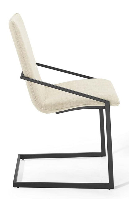 home office desk chairs | CasaFoyer Pitch Performance Fabric Upholstered Dining Armchair | Modern Design | Sturdy Frame | Comfortable Seat | Set of 1 | Black Beige | casafoyer.myshopify.com