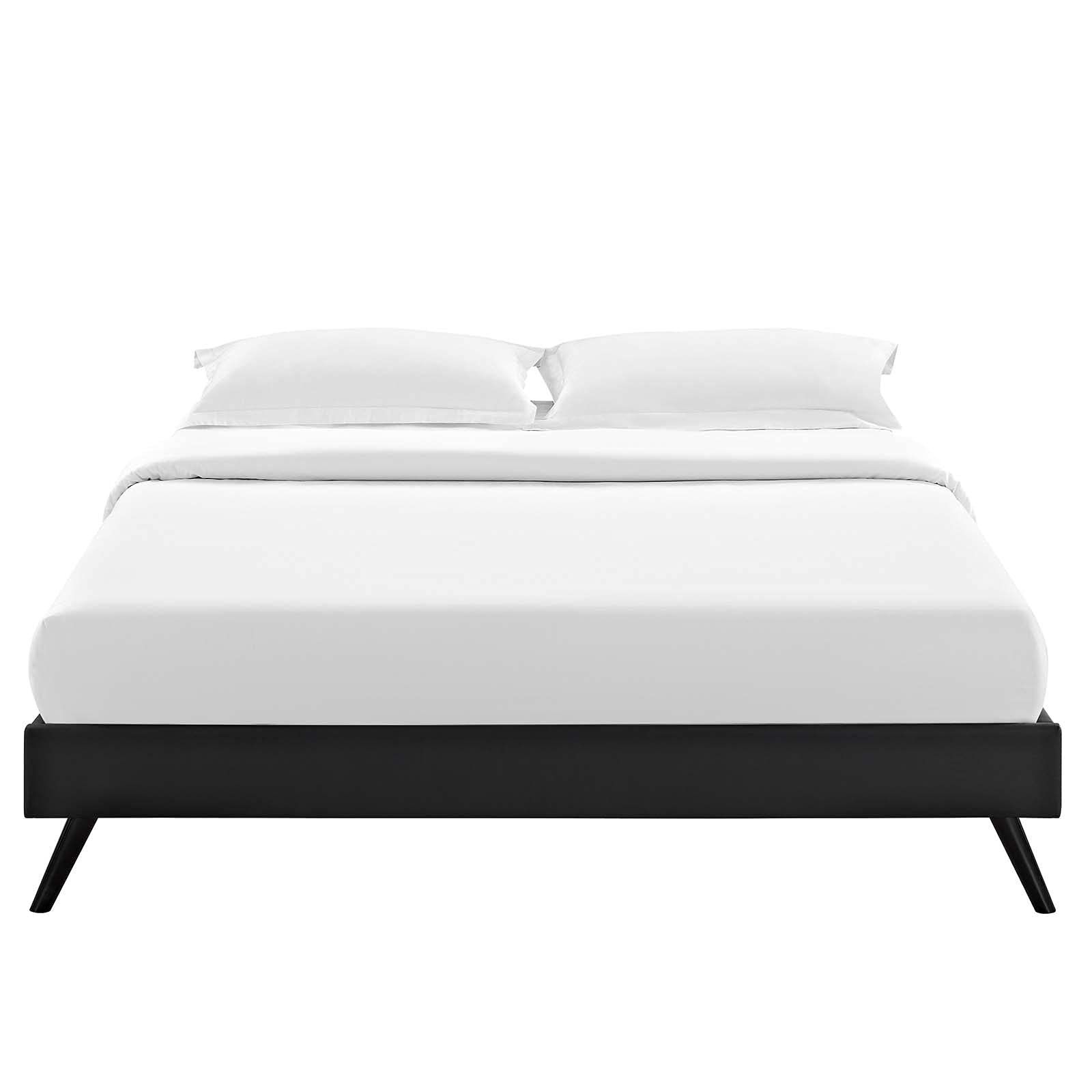 bed frames | CasaFoyer Loryn Platform Bed | Solid Wood Frame | Vinyl Upholstery | Tapered Legs | No Box Spring Needed | Compatible with Memory Foam Mattresses | Ideal for Modern Bedrooms | casafoyer.myshopify.com