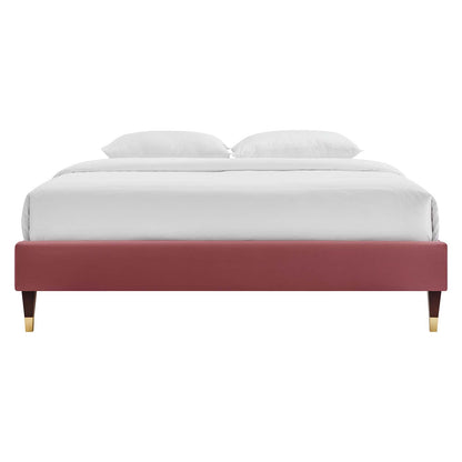 bed frames | CasaFoyer Harlow Performance Velvet Queen Bed Frame | Opulent Art Deco Style | Gold Metal Legs | Stain-Resistant | Accommodates Various Mattress Types | Durable & Stable | Assembly Required (Mattress not included) | casafoyer.myshopify.com