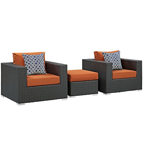 kitchen and dining room sets | CasaFoyer Sojourn Outdoor Patio Furniture Set | Sunbrella Cushions | Synthetic Rattan | UV Protection | Aluminum Frame | Includes Ottoman & Armchairs | casafoyer.myshopify.com