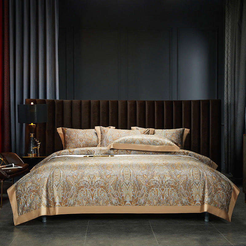 Bed Linen | CasaFoyer 140TC Cotton Satin Digital Printed Four-piece Bedding Set | casafoyer.myshopify.com