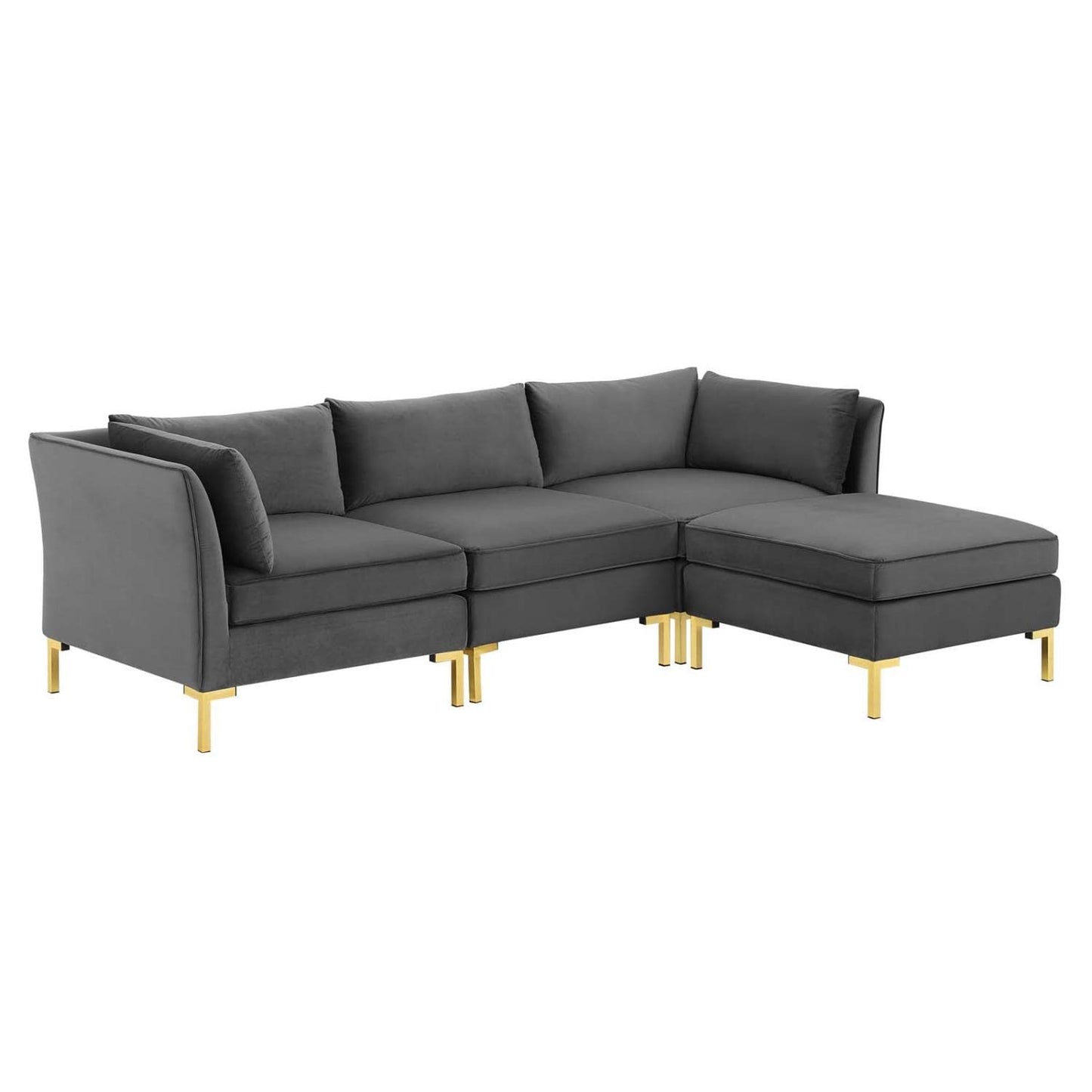 kitchen and dining room sets | CasaFoyer Ardent Performance Velvet 4-Piece Sectional Sofa | Vintage Modern Glam Deco Style | Versatile Configurations | Stain-Resistant Upholstery | Premium Seating | Gold Metal Legs | 440 lbs Capacity | casafoyer.myshopify.com