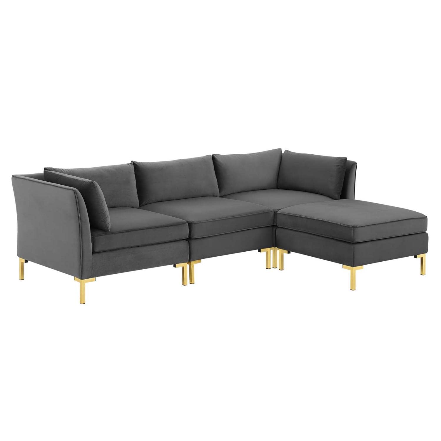kitchen and dining room sets | CasaFoyer Ardent Performance Velvet 4-Piece Sectional Sofa | Vintage Modern Glam Deco Style | Versatile Configurations | Stain-Resistant Upholstery | Premium Seating | Gold Metal Legs | 440 lbs Capacity | casafoyer.myshopify.com