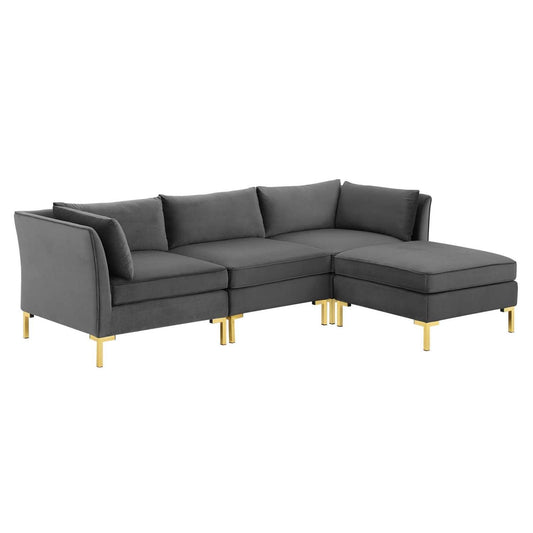 kitchen and dining room sets | CasaFoyer Ardent Performance Velvet 4-Piece Sectional Sofa | Vintage Modern Glam Deco Style | Versatile Configurations | Stain-Resistant Upholstery | Premium Seating | Gold Metal Legs | 440 lbs Capacity | casafoyer.myshopify.com