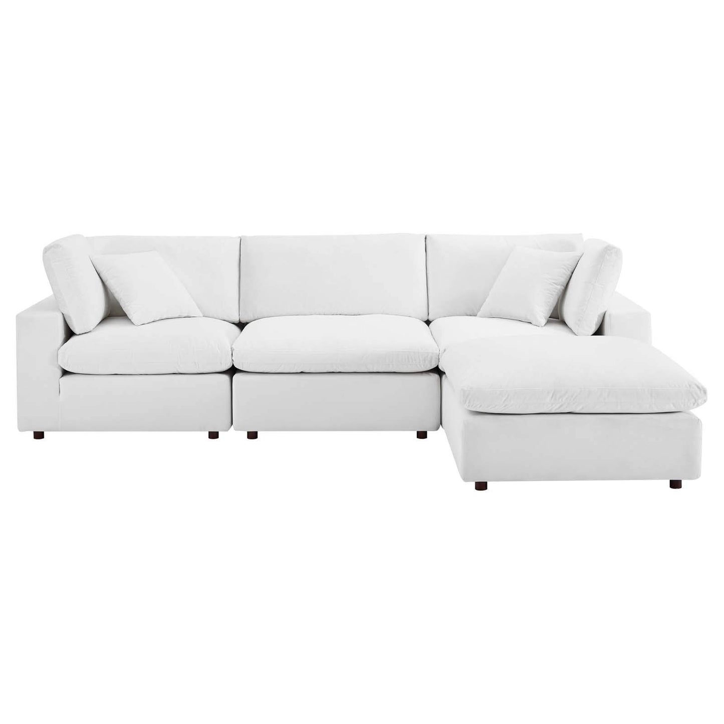sofas | CasaFoyer Commix Sectional Sofa | Stain-Resistant Velvet | Solid Wood Construction | Overstuffed Down Feather Cushions | Lounging and Unwinding | Includes Armless Chair, Ottoman, and Corner Chairs | White | casafoyer.myshopify.com