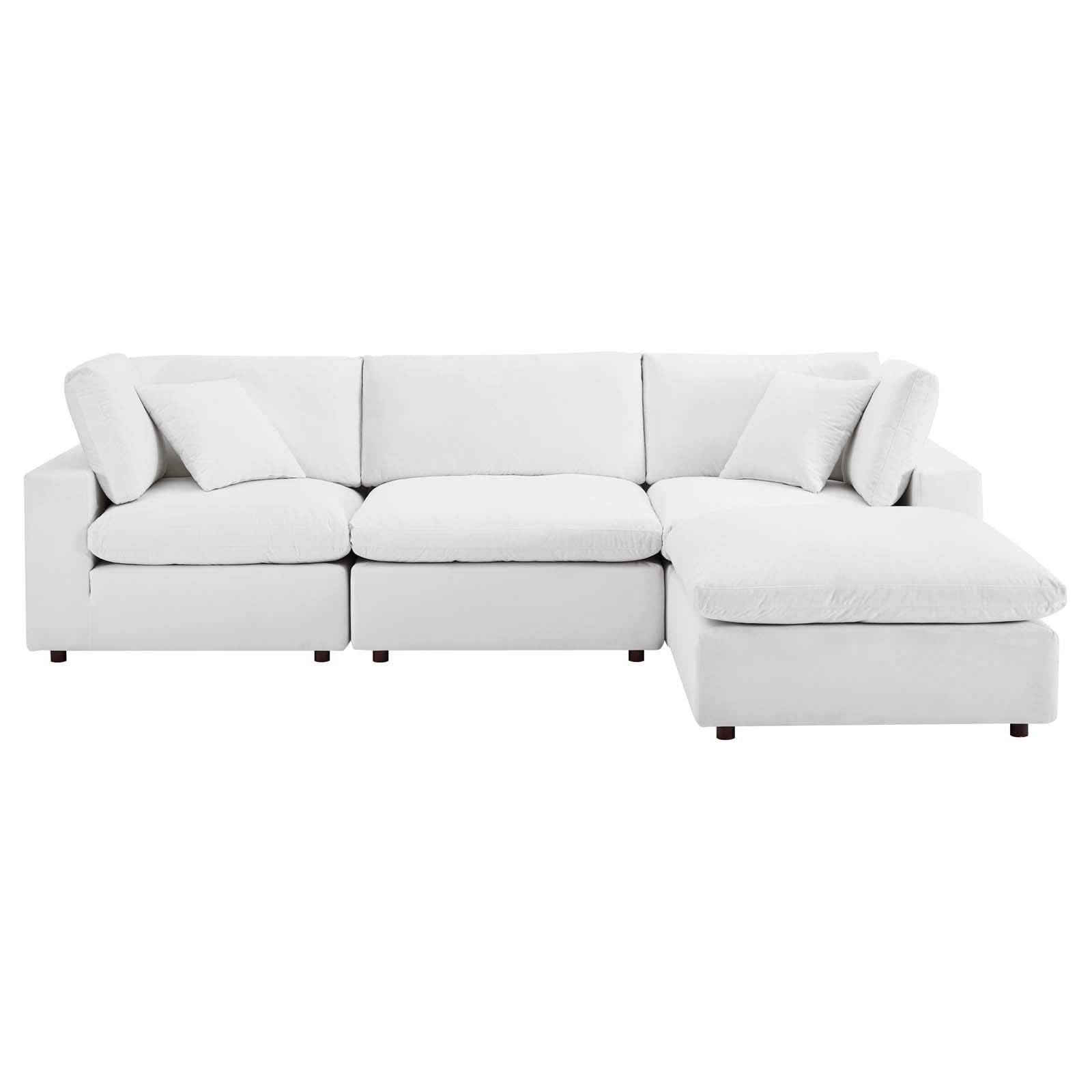 sofas | CasaFoyer Commix Sectional Sofa | Stain-Resistant Velvet | Solid Wood Construction | Overstuffed Down Feather Cushions | Lounging and Unwinding | Includes Armless Chair, Ottoman, and Corner Chairs | White | casafoyer.myshopify.com