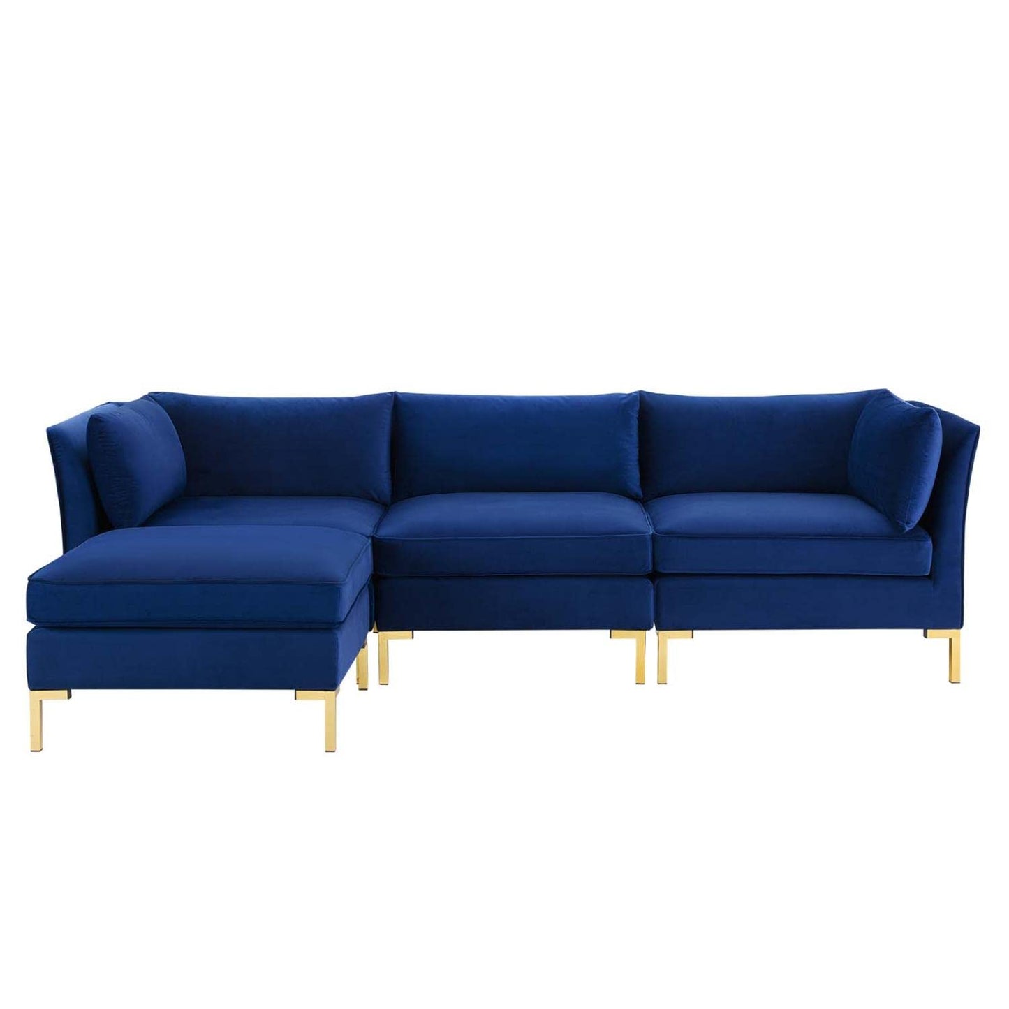 kitchen and dining room sets | CasaFoyer Ardent Performance Velvet 4-Piece Sectional Sofa | Vintage Modern Glam Deco Design | Stain-Resistant Velvet | Comfortable Seating | Gold Metal Legs | Easy Maintenance | Navy | casafoyer.myshopify.com