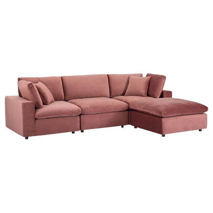 sofas | CasaFoyer Commix Luxurious Sectional Sofa | Comfortable & Stylish | Stain-Resistant Velvet Upholstery | Solid Wood Construction | Foam Padded Cushions | Includes Armless Chair, Ottoman, & Corner Chairs | 331 lbs Weight Capacity | Plastic Foot Glides | casafoyer.myshopify.com