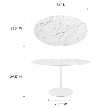 Dining Table | Lippa 54 Oval Artificial Marble Dining Table | Timeless Modern Design | Scratch Resistant Finish | Tapered Metal Base | casafoyer.myshopify.com