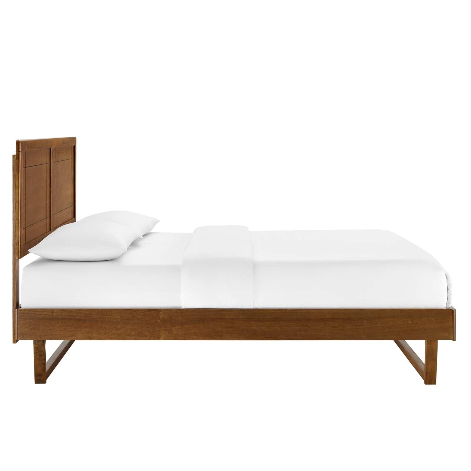 Bed | CasaFoyer Marlee Wood King Platform Bed | Modern Design with Retro Details | Durable Construction | No Box Spring Needed | Easy Assembly | Walnut Finish | casafoyer.myshopify.com