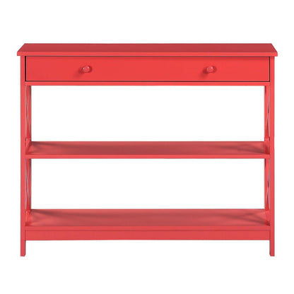 TABLE | Oxford 1 Drawer Console Table with Shelves | Ample Storage | Modern X Pattern Design | Durable Construction | Versatile & Complements Any Decor | casafoyer.myshopify.com