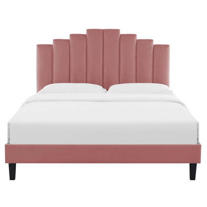 Bed | CasaFoyer Elise Performance Velvet Twin Platform Bed | Art Deco Style | Channel Tufting | Stain-Resistant | Memory Foam Compatible | Robust Construction | casafoyer.myshopify.com