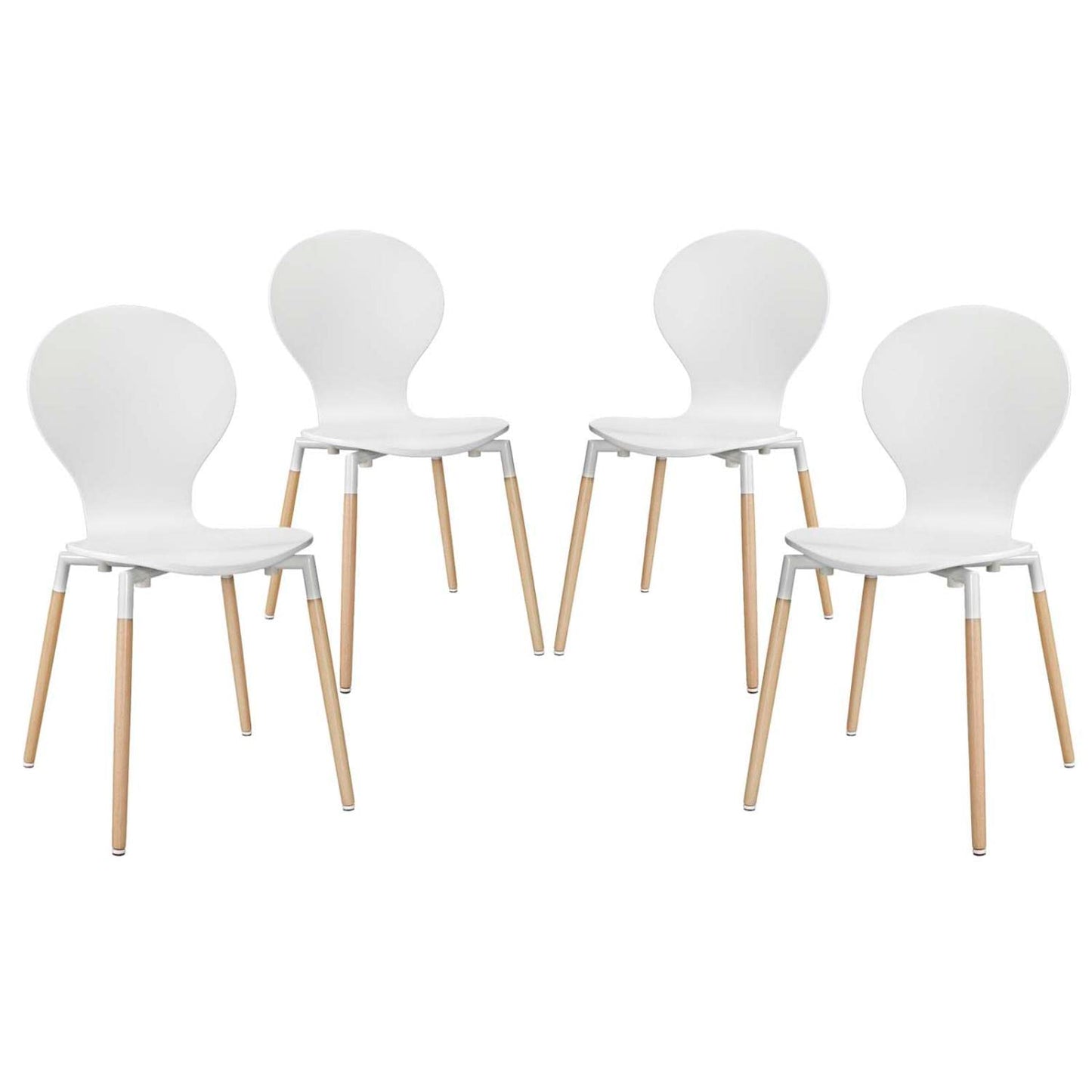 home office desk chairs | CasaFoyer Balance & Inspiration | Path Dining Chair Set of 4 - White. Effortlessly graceful contours, durable fiberboard frame, and sturdy beech wood legs. Stimulate discussions & inspire innovative concepts. | casafoyer.myshopify.com