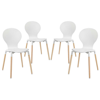 home office desk chairs | CasaFoyer Balance & Inspiration | Path Dining Chair Set of 4 - White. Effortlessly graceful contours, durable fiberboard frame, and sturdy beech wood legs. Stimulate discussions & inspire innovative concepts. | casafoyer.myshopify.com