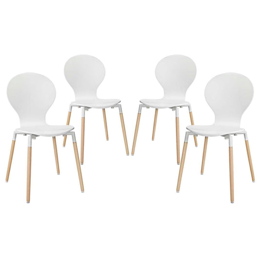 home office desk chairs | CasaFoyer Balance & Inspiration | Path Dining Chair Set of 4 - White. Effortlessly graceful contours, durable fiberboard frame, and sturdy beech wood legs. Stimulate discussions & inspire innovative concepts. | casafoyer.myshopify.com