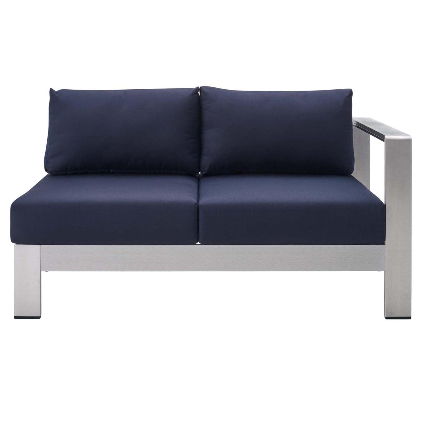executive chairs | CasaFoyer Shore Outdoor Patio Aluminum 7 Piece Sectional Sofa Set | Weatherproof | Sunbrella Fabric | Silver Navy | casafoyer.myshopify.com