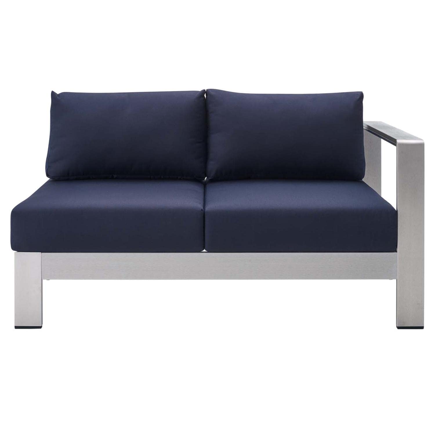 executive chairs | CasaFoyer Shore Outdoor Patio Aluminum 7 Piece Sectional Sofa Set | Weatherproof | Sunbrella Fabric | Silver Navy | casafoyer.myshopify.com