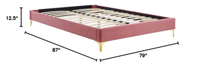 bed frames | CasaFoyer Sutton Performance Velvet King Bed Frame | Stain-Resistant | Durable | Elegant | Supports Various Mattress Types | Gold Metal Legs | Easy Assembly | Dusty Rose | casafoyer.myshopify.com