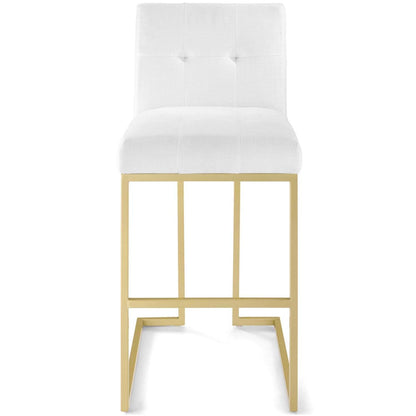 barstools | CasaFoyer Privy Bar Stool | Glamorous Deco-Inspired Design | Soft Fabric Upholstery | Gold Stainless Steel Base | Convenient Footrest | No Assembly | 331 lbs Capacity | 1 Stool | casafoyer.myshopify.com