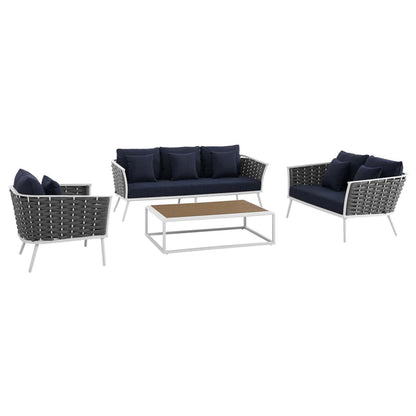 kitchen and dining room sets | CasaFoyer Stance Outdoor Collection | Modern Design | Waterproof Cushions | Durable Aluminum Frame | 4 Piece Patio Set | casafoyer.myshopify.com